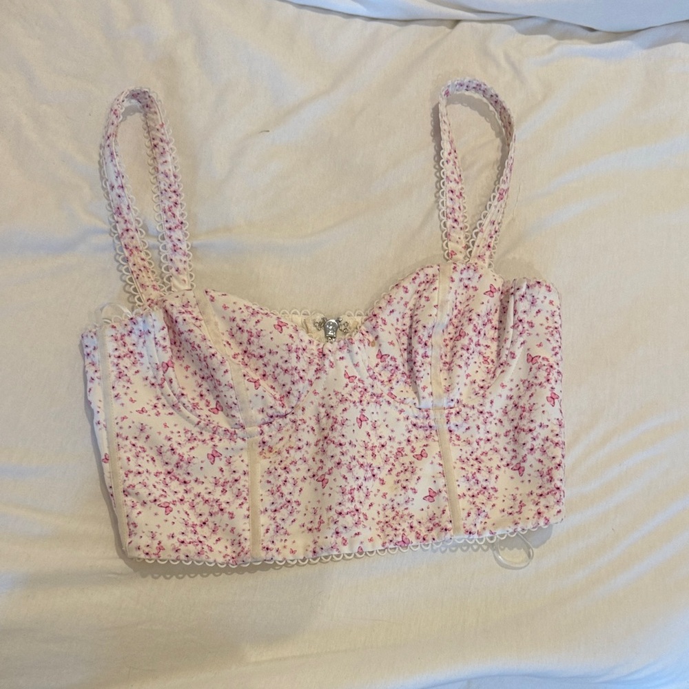 White Fox Boutique Pink Floral Top